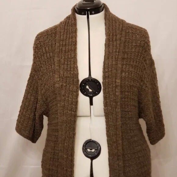 Chico's Knee Length 3/4 Sleeve Open Front Cardigan Sweater, Size 2 (L) - Picture 3 of 8